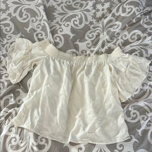 All Saints Cream Off-Shoulder Blouse